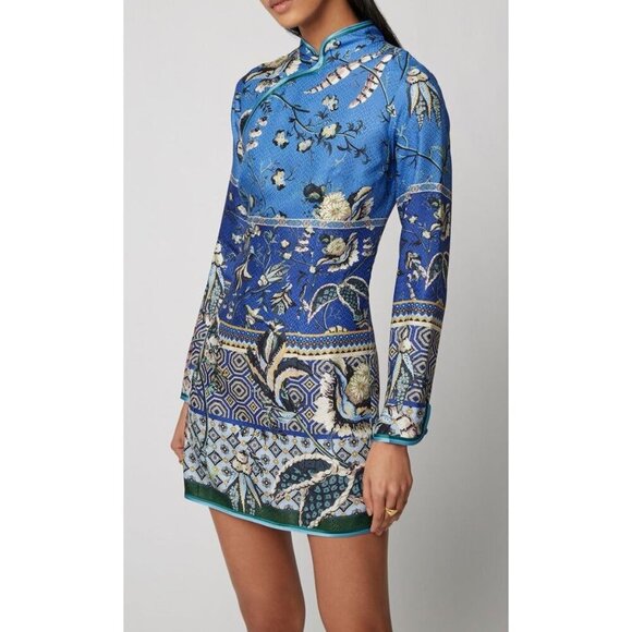 F.R.S. For Restless Sleepers Viscose-Silk Blend Mini Long Sleeve Floral Dress Si - Picture 1 of 7